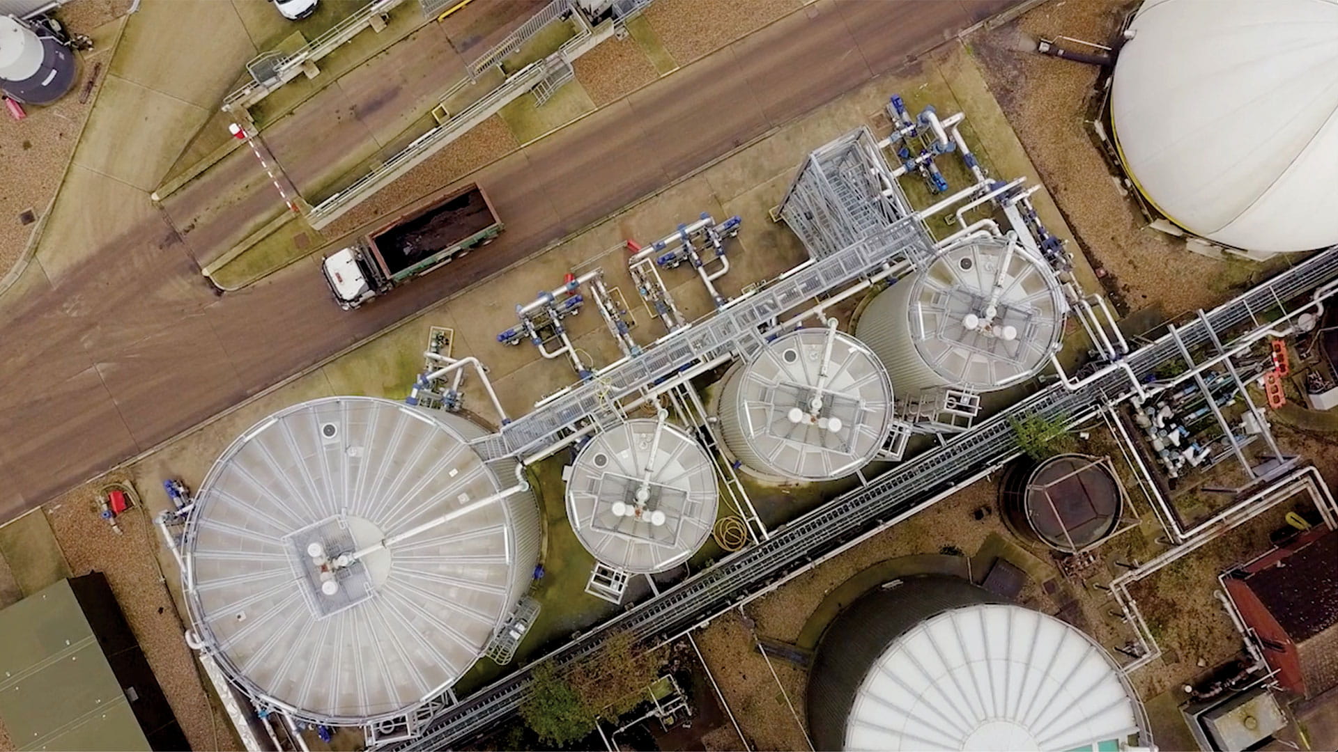 Wastewater treatment plant from above